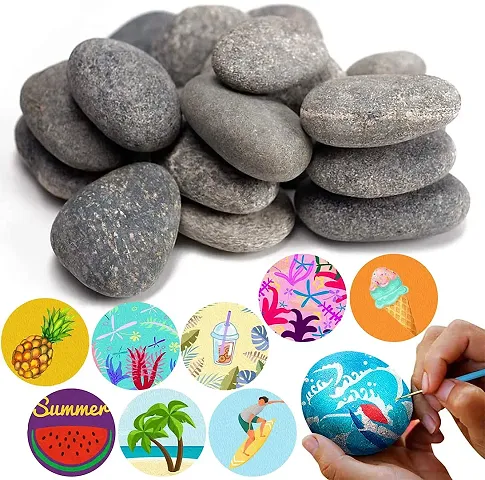 Bum Bum Bhole Gray Pebbles for Painting, 22 Pic Stone 2-3 inches Perfect for Painting Kindness Kids Party,Crafts Garden, Landscape and Decorative Pebbles Stones