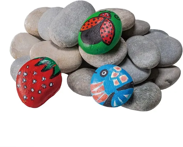 Bum Bum Bhole Gray Pebbles for Painting, 24 Pic Stone 2-3 inches Perfect for Painting Kindness Kids Party,Crafts Garden, Landscape and Decorative Pebbles Stones