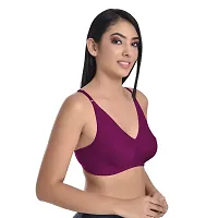 Body Liv Women Cotton Hosiery Lycra Non Padded Non-Wired Regular Bra (Pack of 3, Multicolor)-thumb3