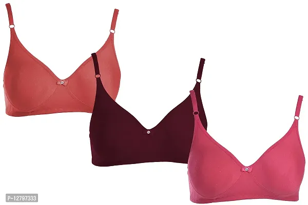 Body Liv Women's Seamless Bra (Pack of 3) (36, RADDISH/Wine/MAJENTA)