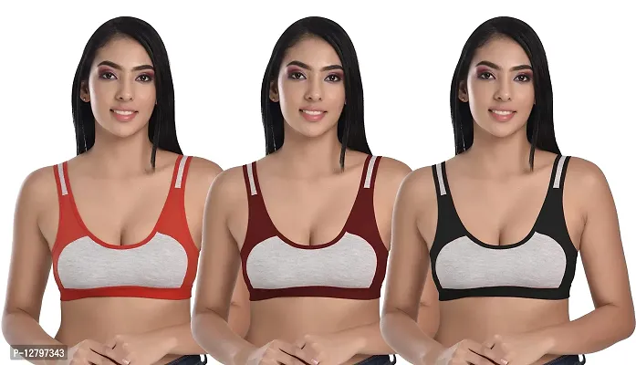 Body Liv Wireless Non Padded Slip on Sports Bra (Pack of 3)-thumb0