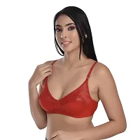 Body Liv Cotton Net Hosiery Wirefree Bra (Pack of 3, Multicolor)-thumb2