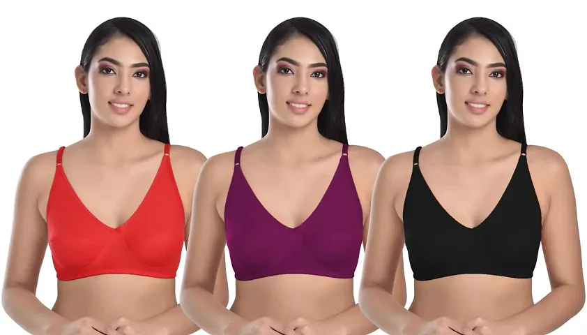 Women Stylish Blend Solid Sport Bras combo of 3