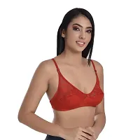 Body Liv Cotton Net Hosiery Wirefree Bra (Pack of 3, Multicolor)-thumb1