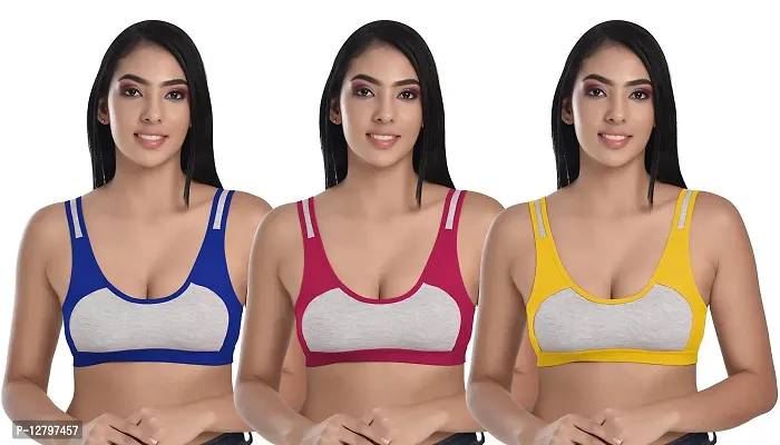 Body Liv Wireless Non Padded Slip on Sports Bra (Pack of 3)-thumb0