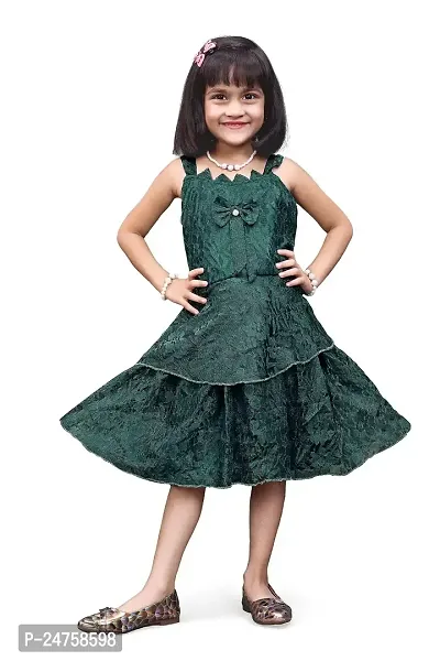 Vihan Creation Baby Girls Stylish Princess Dresses Satin Pretty Knee Length Birthday Party Kids A-Line Frock/Dress -10