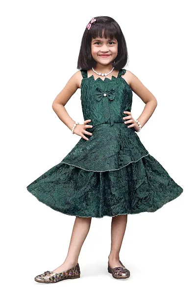 Vihan Creation Baby Girls Stylish Princess Dresses Satin Pretty Knee Length Birthday Party Kids A-Line Frock/Dress -10