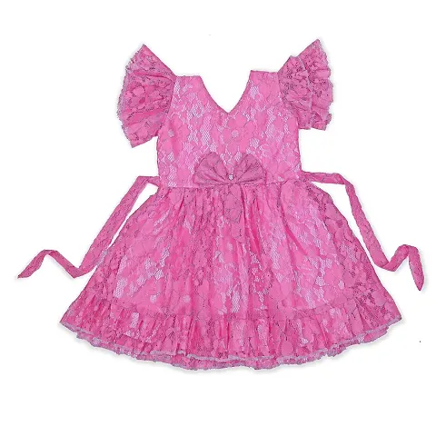 vihan creation Baby Girl Summer Formal Knee Length Frock Newborn Birthday Party Lace Flower Girl Dress_Years