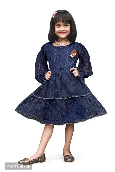 Vihan Creation Baby Girls Stylish Princess Dresses Satin Pretty Knee Length Birthday Party Kids A-Line Frock/Dress