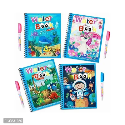 Magic Dry Water Drawing Book with Pen for Kids Pack of 4