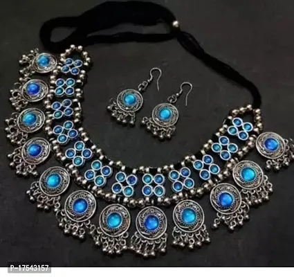 Stylish Blue German Silver  Jewellery Set For Women-thumb0