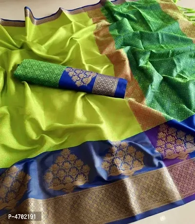 Latest Attractive Silk Cotton Saree with Blouse piece-thumb0