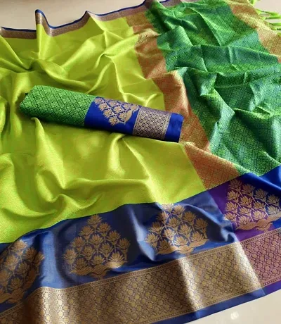 Trending Silk Cotton Saree with Blouse piece 