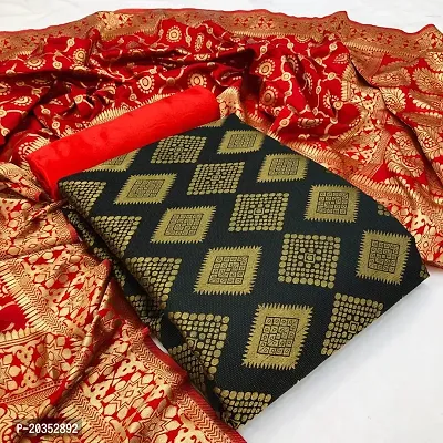 Radhe Fashion New Jaquard suitsDress Material with Banarasi Dupattas (Black)-thumb0
