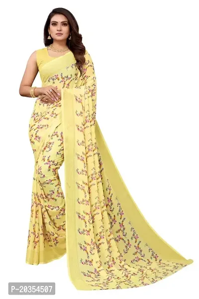 Buy Radhe Fashion Women's Desinger Georgette Floral Saree with Blouse Piece  (Yellow) Online In India At Discounted Prices
