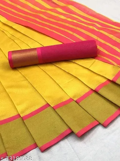 Radhe Fashion Stylist Designer Blend Silk Saree's (Yellow Plus Pink)