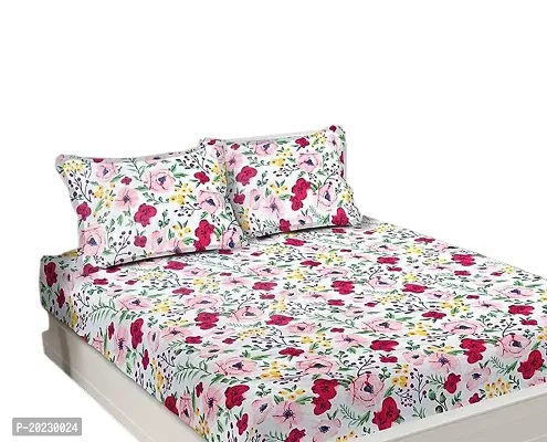 Classic Cotton Blend Printed Double Bedsheet with Pillow Covers-thumb2