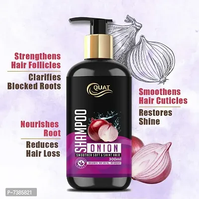 QUAT Natural onion shampoo for damage control with anti hair fall and anti dandruff (LONG AND SHINE HAIR)  (300 ml).-thumb0