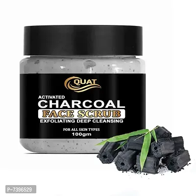 QUAT Charcoal Scrub Revitalizing Skin Whitening Face Scrub for Glowing Skin, best for Oily Skin, Deep Clean, Dry Skin for both Women  Men Scrub (100 g).