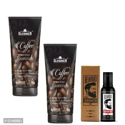 Glow Men coffee face wash pack of 2+ Beard Hair Oil pack of 1