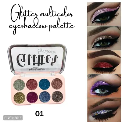 Glitter Multicolor Eight shades (01) Eyeshadow palette pack of 1