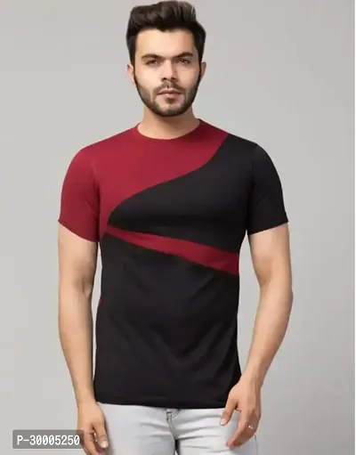 Reliable Black Cotton Blend Colourblocked T-Shirt For Men-thumb0