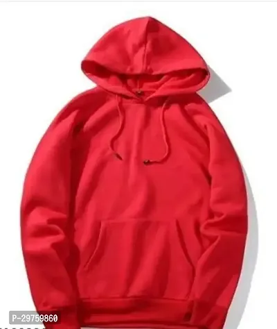 Stylish Red Fleece Solid Sweatshirt For Women-thumb0