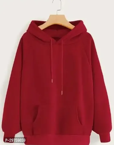 Stylish Maroon Fleece Solid Sweatshirt For Women-thumb0