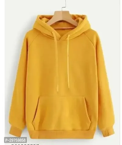 Stylish Yellow Fleece Solid Sweatshirt For Women