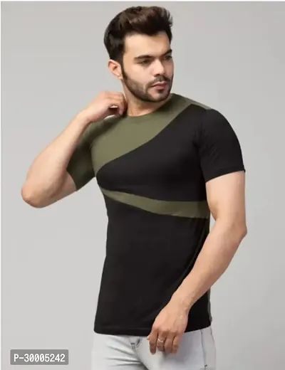 Reliable Black Cotton Blend Colourblocked T-Shirt For Men-thumb0