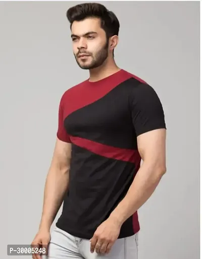 Reliable Black Cotton Blend Colourblocked T-Shirt For Men-thumb0