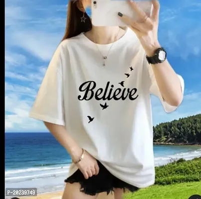 Classic Cotton Blend Printed T-Shirt for Women