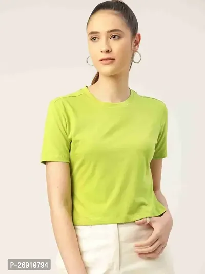 Classic Cotton Blend Crop T Shirt For Women