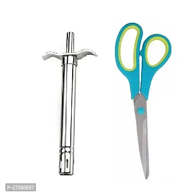 Stainless Steel Gas Lighter And Multipurpose Big Scissor Pack Of 2-thumb0