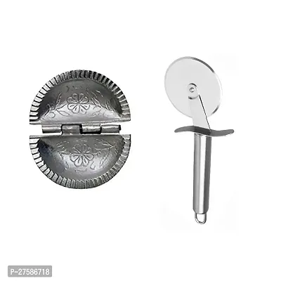 Aluminum Gujiya Mold Sancha With Stainless Steel Pizza Cutter Pack Of 2