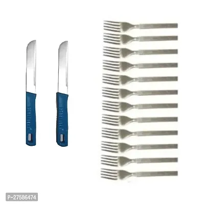 Stainless Steel Dinner 1 Pack Of 2 Fork For Home Kitchen With Stainless Steel Kitchen Knife Pack Of 2