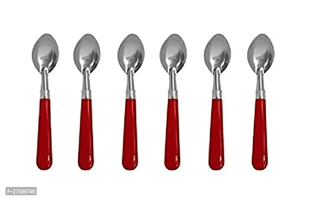 Stainless Steel With Fancy Plastic Handle Spoon Set For Trendy Lunch Dinner Table Spoon Set Of 6 Pack Of 1-thumb0