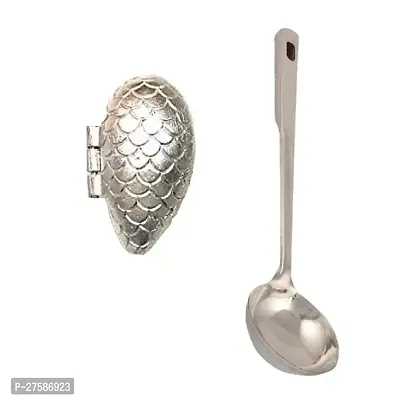 Durable Aluminum Momo Mold Sancha And Ss Cooking Spoon Strainer Chamcha With Long Handle Pack Of 2-thumb0