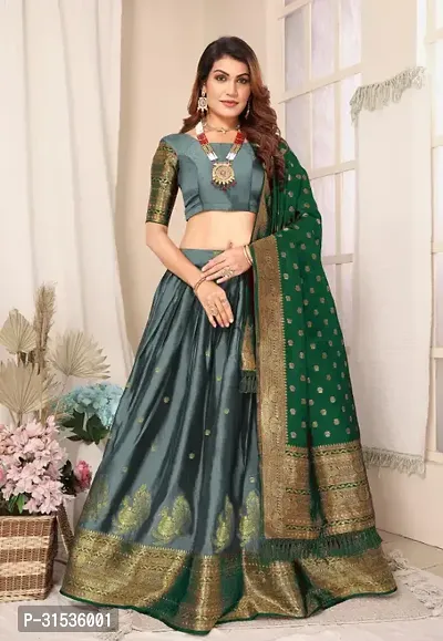 Stylish Grey Taffeta Silk Solid Lehenga Choli Set For Women-thumb0