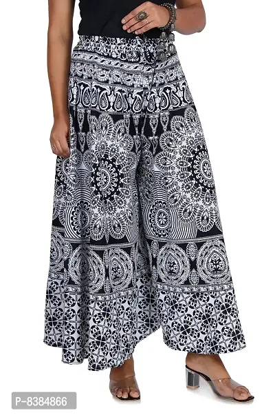 SHREE VITTHAL Women's Cotton Printed Black  White Palazzo-thumb5