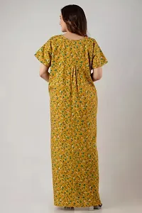 Elegant Yellow Cotton Printed Nighty For Women-thumb1