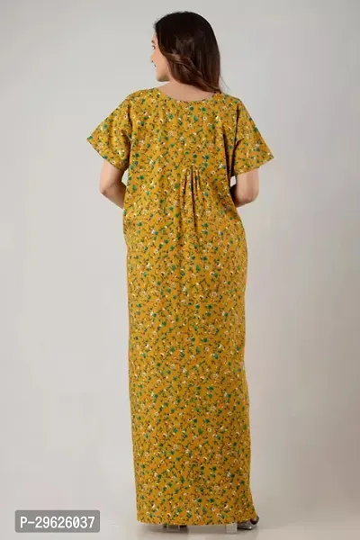 Elegant Yellow Cotton Printed Nighty For Women-thumb2