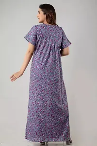 Elegant Grey Cotton Printed Nighty For Women-thumb1