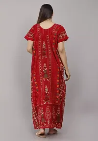 Elegant Red Cotton Printed Nighty For Women-thumb1