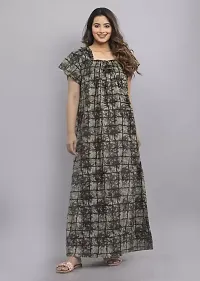 Elegant Green Cotton Printed Nighty For Women-thumb2