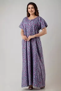 Elegant Grey Cotton Printed Nighty For Women-thumb2