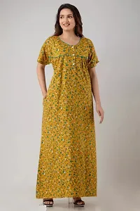 Elegant Yellow Cotton Printed Nighty For Women-thumb2