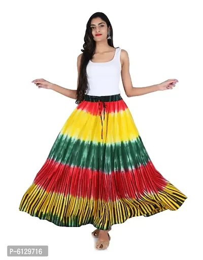 Women Cotton Printed Multi Color Full Length Skirt-thumb0