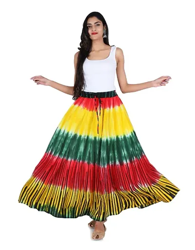 Women Cotton Printed Multi Color Full Length Skirt