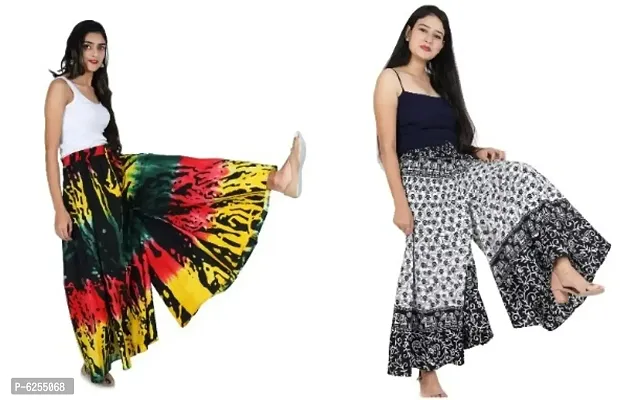 Women Cotton Printed Palazzo Combo Pack of 2